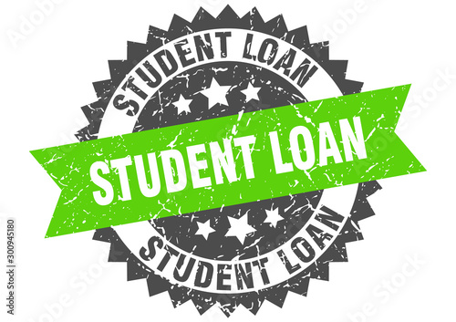 student loan grunge stamp with green band. student loan