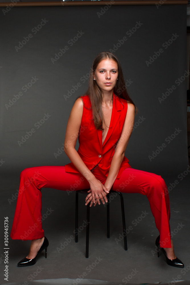 Girl portrait of beauty and fashion on a dark background