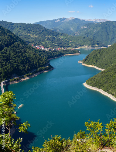 Piva Lake (Pivsko Jezero) view in Montenegro.