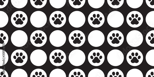 dog paw seamless pattern footprint vector polka dot french bulldog cartoon scarf isolated repeat wallpaper tile background illustration doodle black design