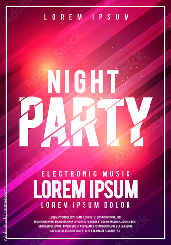 Vector illustration Abstract Dance Club Night Summer Party Flyer Layout Template. Club Party Banner Design.