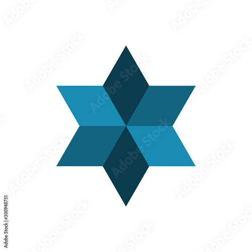 Geometric ornamental six leaf Flower symbol, business identity, Stock Vector illustration isolated on white background.