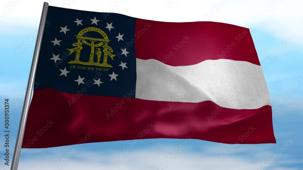 Seamless looping animated flag of Georgia (US state) blowing in the wind in 4K resolution including luma matte Seamless looping animated flag of Georgia (US state) blowing in the wind in 4K resolution including luma matte