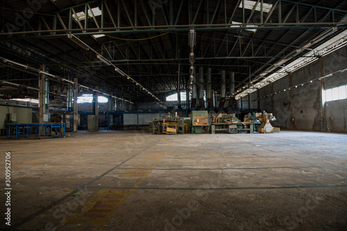 interior abandoned factory experiencing economic problems is about to close.Furniture factory that has economic problems