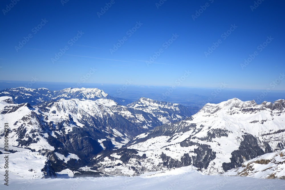 panorama winter view from Titlis mountain