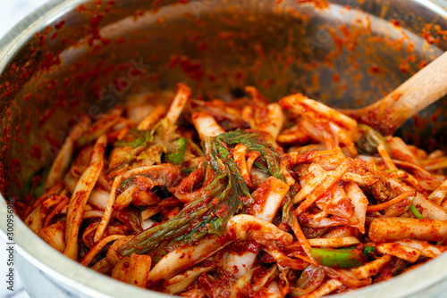 Homemade traditional Korean kimchi photo