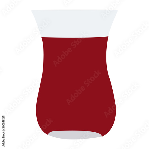 Vector illustration of a turkish tea glass on white