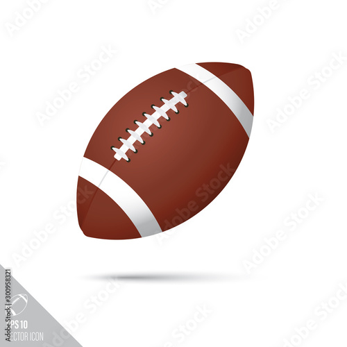 American football egg or rugby ball smooth vector icon. Sports equipment symbol.