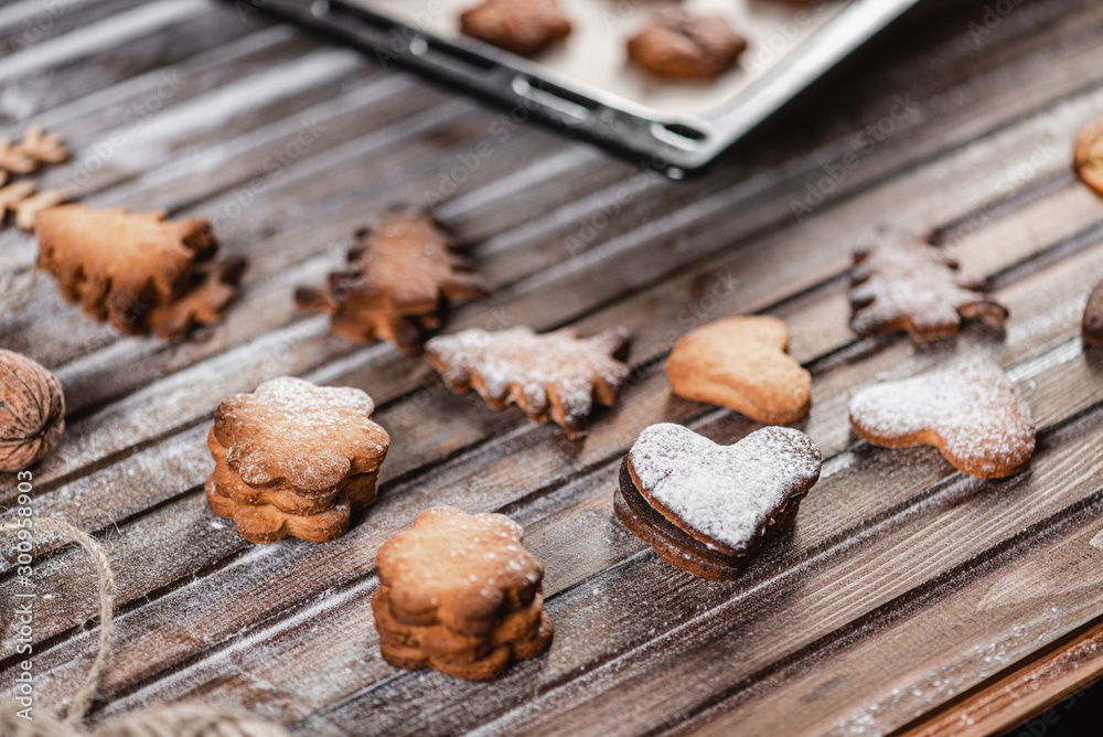 Christmas traditions. Homemade christmas cookie baking. Close-up. Christmas traditions. Homemade christmas cookie baking. Close-up.