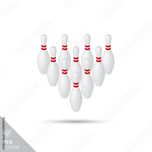 Bowling pins smooth vector icon. Sports equipment symbol.