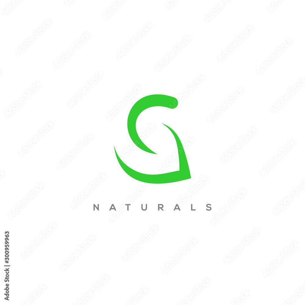 The initials letter G with the shape of a leaf logo design. The initials letter G with the shape of a leaf logo design.