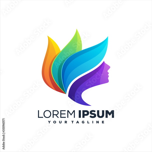 awesome gradient woman logo design
