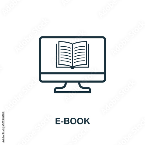E-Book icon outline style. Thin line creative E-Book icon for logo, graphic design and more