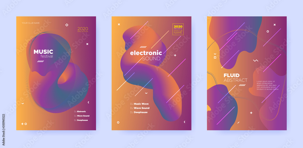Gradient Flow Shapes. Night Club Party Flyer. 