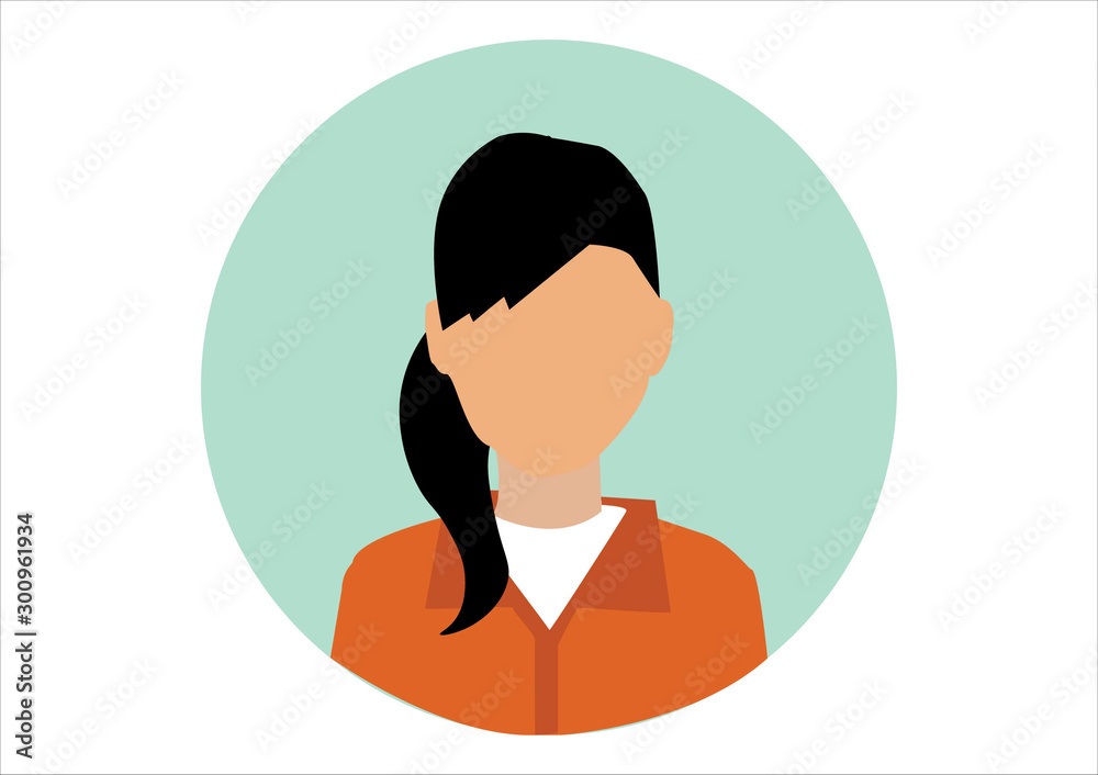 Woman faceless profile icon circle background Woman faceless profile icon circle background