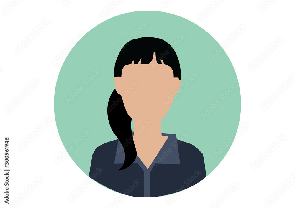 Woman faceless profile icon circle background Woman faceless profile icon circle background