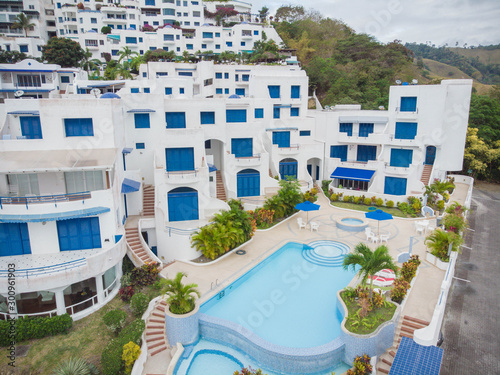 Aerial shot of Beach houses at Casa Blanca - Tonsupa Ecuador photo