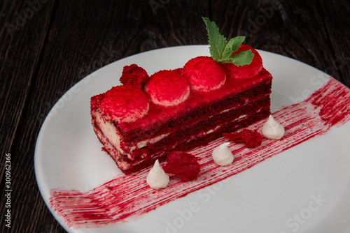 Plate with piece of delicio...