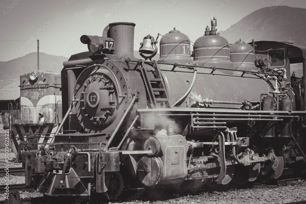 ECUADORIAN STEAM LOCOMOTIVE IN Chimbacalle TRAIN MUSEUM, QUITO ECUADOR ECUADORIAN STEAM LOCOMOTIVE IN Chimbacalle TRAIN MUSEUM, QUITO ECUADOR
