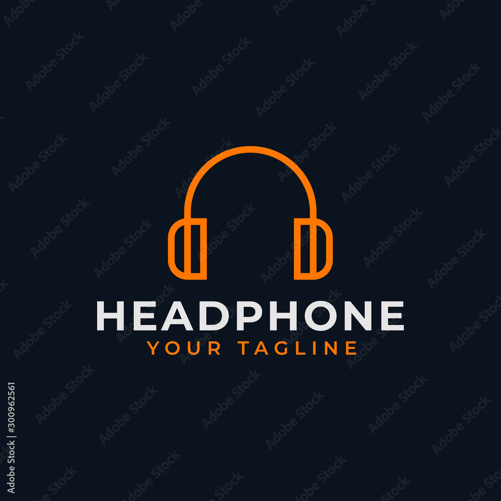 Simple Headphone, Music Studio Recording, DJ Line Logo Design Simple Headphone, Music Studio Recording, DJ Line Logo Design