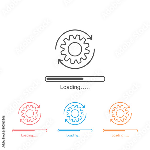 Loading process. Update system icon set. Concept of upgrade application progress icon for graphic and web design. Upgrade Update system