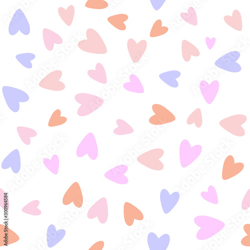 Cute seamless pattern with hearts. Romantic print. Simple vector illustration.
