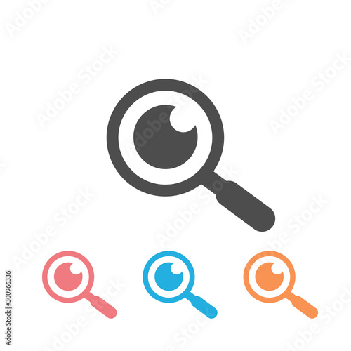 Magnifying glass with eye vector icon set, isolated white