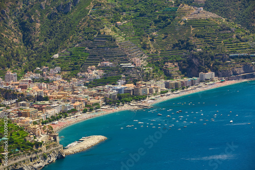 High angle view of Minori and Maiori, Amalfi coast, Italy