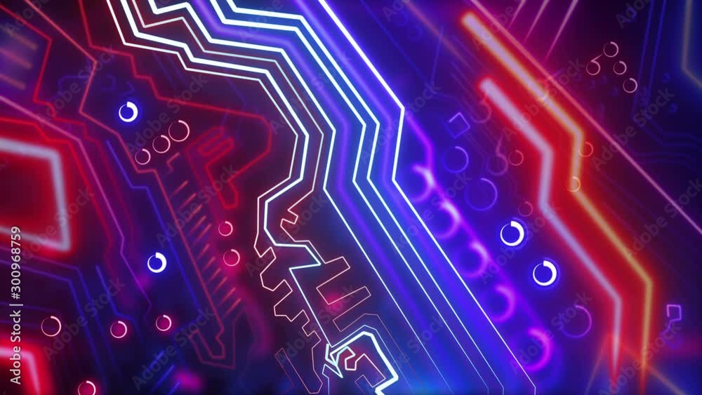 Neon Motherboard Grid. CPU Processing. Digital Network Computing. GPU ...