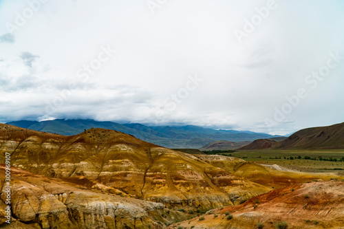 Background image of a mountain landscape. Russia, Siberia, Altai