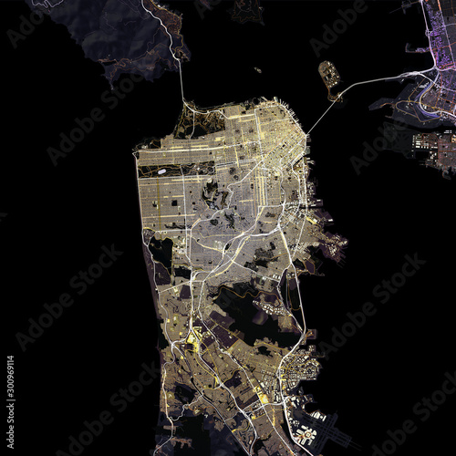 Photography Map San Francisco city. California
