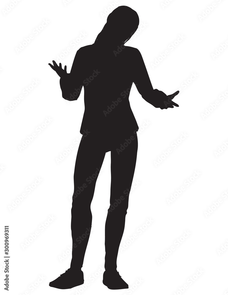 Silhouette Illustration of Girl Shrugging a Whatever Gesture