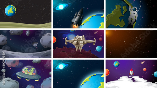 Large set of space scenes