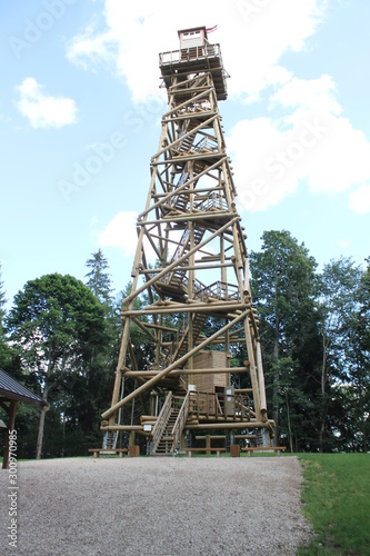 wooden tower in forest