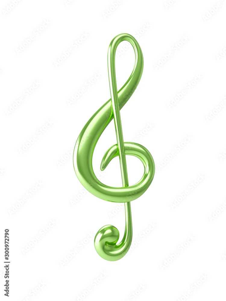 3D Rendering of green treble clef isolated on white background 3D Rendering of green treble clef isolated on white background