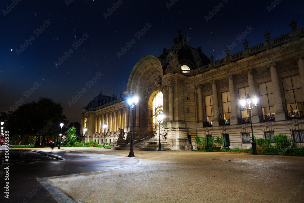 View of Petit Palais in Paris France at night