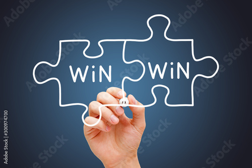 Win-Win Jigsaw Puzzle Business Concept