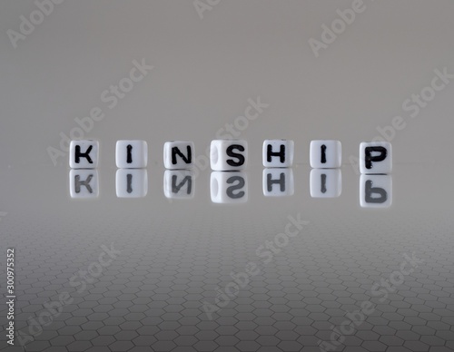 The concept of kinship represented by wooden letter tiles