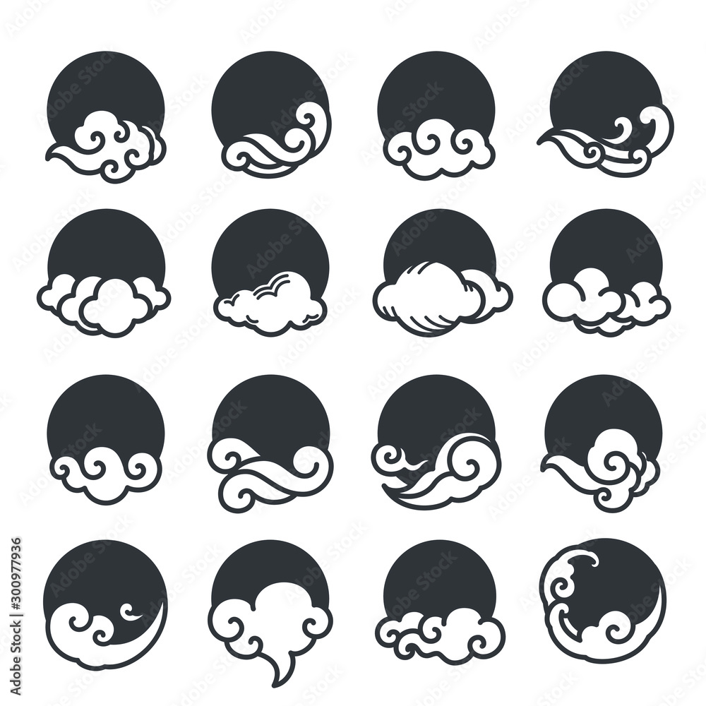 Cloud with the sun vector logo template. Chinese cloud and modern style icons. Japan. Thai. Cloud with the sun vector logo template. Chinese cloud and modern style icons. Japan. Thai.