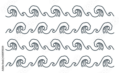 Big sea wave pattern vector isolated on white background. Editable. - Vector.