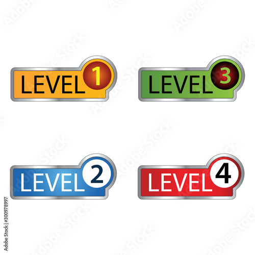 Level colorful button set. vector modern material style buttons