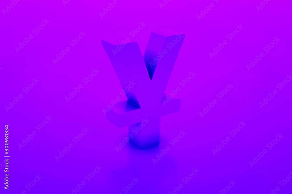Fototapeta premium Yuan symbol isolated on purple color background. 3d illustration