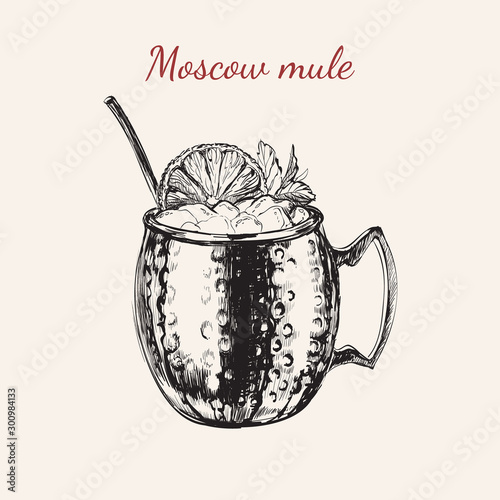 Moscow Mule Hand Drawn Drink Vector Illustration