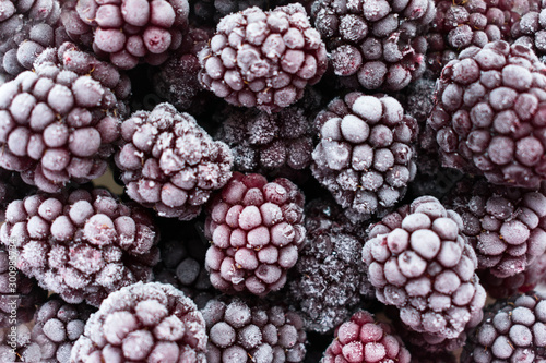  Background from frozen blackberry berries.