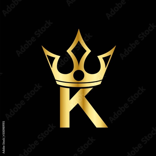 Golden Letter Letter K Logo. The crown of the king and queen with the logo letter K Initial Letter K Design Vector Luxury Golden