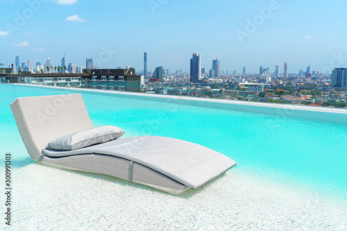 Relaxing pool bed in swimming pool © bohbeh