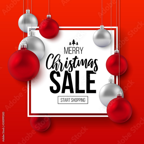 Christmas and New Year Holiday Sale Ad Poster.