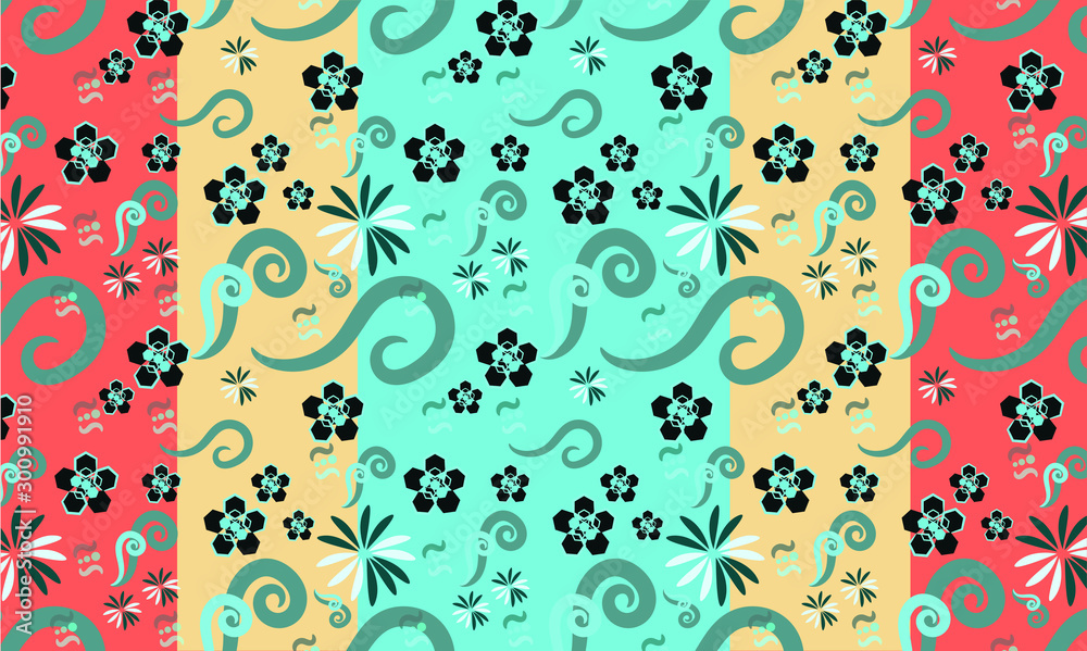Vector illustration of floral pattern suitable for printing on textiles,etc Vector illustration of floral pattern suitable for printing on textiles,etc