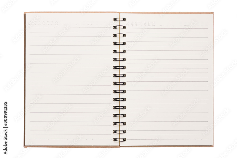 Open blank notebook isolated on white background Open blank notebook isolated on white background