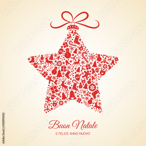Buon Natale e Felice Anno Nuovo - italian Christmas wishes. Vector